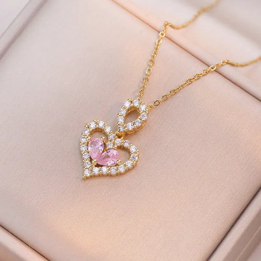 Rhinestone Crystal Heart Necklace