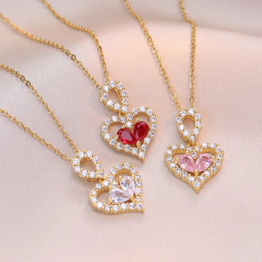 Rhinestone Crystal Heart Necklace